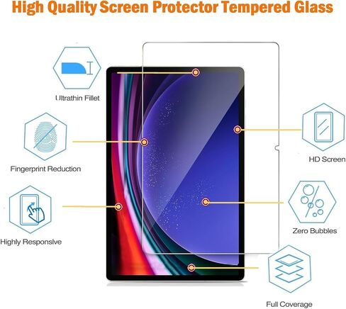 [2 Pack Screen Protector for Galaxy Tab S9 11 Inch 2023 Released (Model: SM-X710, SM-X716B, SM-X718U，SM-X716N) Samsung Tempered Glass Film Guard 9H Hardness 2.5D Edge Clear Anti Scratch in Saudi Arabia