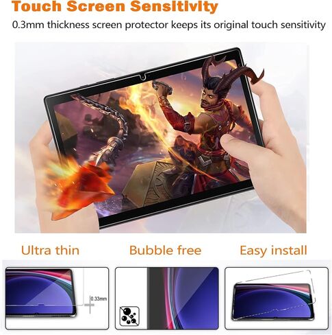 [2 Pack Screen Protector for Galaxy Tab S9 11 Inch 2023 Released (Model: SM-X710, SM-X716B, SM-X718U，SM-X716N) Samsung Tempered Glass Film Guard 9H Hardness 2.5D Edge Clear Anti Scratch in Saudi Arabia
