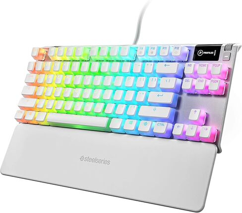 لوحة مفاتيح الألعاب الميكانيكية المدمجة SteelSeries Apex 7 TKL - شاشة OLED الذكية - مرور USB وعناصر التحكم في الوسائط - خطية وهادئة - إضاءة خلفية RGB (مفتاح أحمر) - شبح (متجدد) in Saudi Arabia