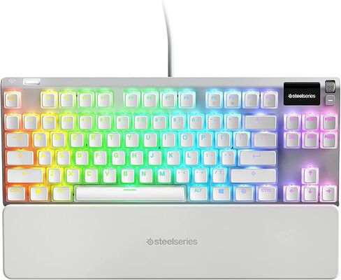 لوحة مفاتيح الألعاب الميكانيكية المدمجة SteelSeries Apex 7 TKL - شاشة OLED الذكية - مرور USB وعناصر التحكم في الوسائط - خطية وهادئة - إضاءة خلفية RGB (مفتاح أحمر) - شبح (متجدد) in Saudi Arabia