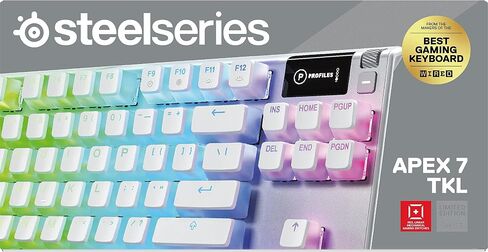 لوحة مفاتيح الألعاب الميكانيكية المدمجة SteelSeries Apex 7 TKL - شاشة OLED الذكية - مرور USB وعناصر التحكم في الوسائط - خطية وهادئة - إضاءة خلفية RGB (مفتاح أحمر) - شبح (متجدد) in Saudi Arabia