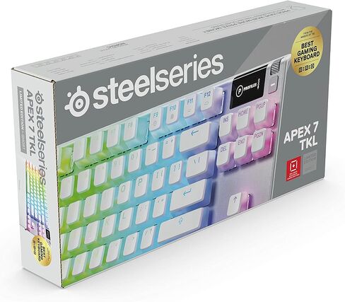 لوحة مفاتيح الألعاب الميكانيكية المدمجة SteelSeries Apex 7 TKL - شاشة OLED الذكية - مرور USB وعناصر التحكم في الوسائط - خطية وهادئة - إضاءة خلفية RGB (مفتاح أحمر) - شبح (متجدد) in Saudi Arabia