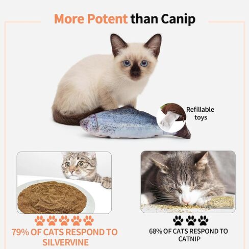 Cat Toys - Silvervine Powder 75g with 5 Little Pouches (Upgrade), Catnip Alternative, 100% Natural Silver Vine Gall Fruit Powder, Matatabi Cat Toy, Suitable for All Cat Ages in Kuwait