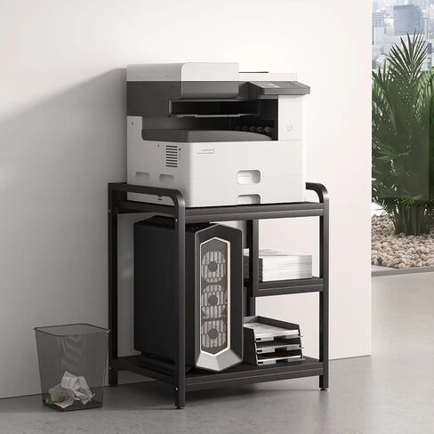 حامل طابعة jarrvz، طاولة طابعة كبيرة متعددة الأغراض مقاس 22 × 18 بوصة، عربة كمبيوتر رئيسية بعجلات، حامل برج الكمبيوتر لجهاز الفاكس، ماسح ضوئي، حامل عربة دوارة، حامل ورق ممزق، بني ريفي in Kuwait