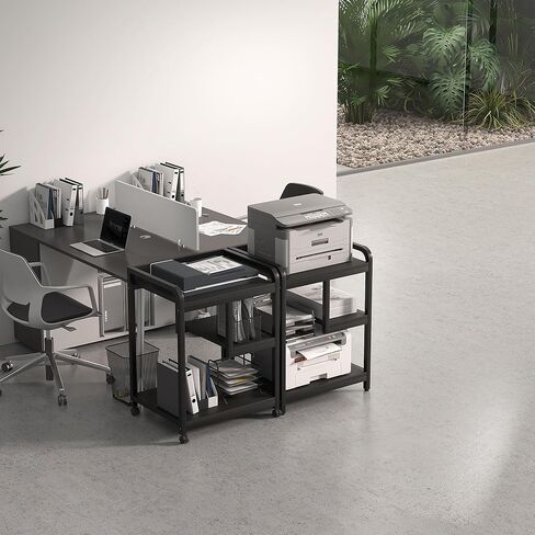 حامل طابعة jarrvz، طاولة طابعة كبيرة متعددة الأغراض مقاس 22 × 18 بوصة، عربة كمبيوتر رئيسية بعجلات، حامل برج الكمبيوتر لجهاز الفاكس، ماسح ضوئي، حامل عربة دوارة، حامل ورق ممزق، بني ريفي in Kuwait