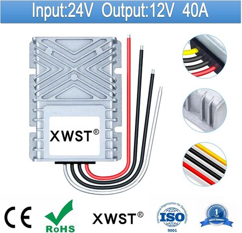 DC 24V to DC 12V Step Down Reducer Regulator Buck Converter Output 40A 480W Power Converter Module for Auto Car Truck Vehicle Boat Solar System (40A) in Saudi Arabia