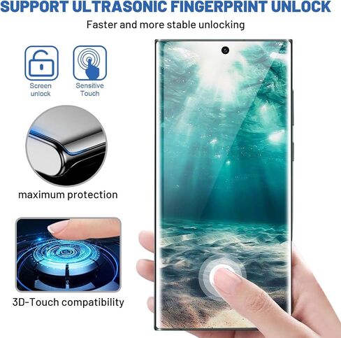 Hendlent [2+2 Pack] واقي شاشة Galaxy S23 Ultra، زجاج مقسى 9H، دعم بصمات الأصابع بالموجات فوق الصوتية، منحني ثلاثي الأبعاد، مقاوم للخدش عالي الدقة لهاتف Samsung Galaxy S23 Ultra 5G in Saudi Arabia