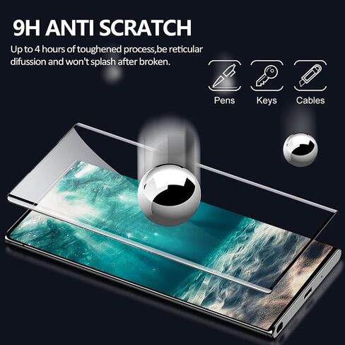 Hendlent [2+2 Pack] واقي شاشة Galaxy S23 Ultra، زجاج مقسى 9H، دعم بصمات الأصابع بالموجات فوق الصوتية، منحني ثلاثي الأبعاد، مقاوم للخدش عالي الدقة لهاتف Samsung Galaxy S23 Ultra 5G in Saudi Arabia