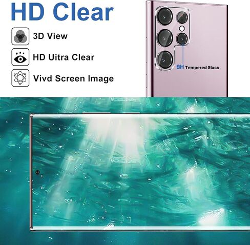 Hendlent [2+2 Pack] واقي شاشة Galaxy S23 Ultra، زجاج مقسى 9H، دعم بصمات الأصابع بالموجات فوق الصوتية، منحني ثلاثي الأبعاد، مقاوم للخدش عالي الدقة لهاتف Samsung Galaxy S23 Ultra 5G in Saudi Arabia