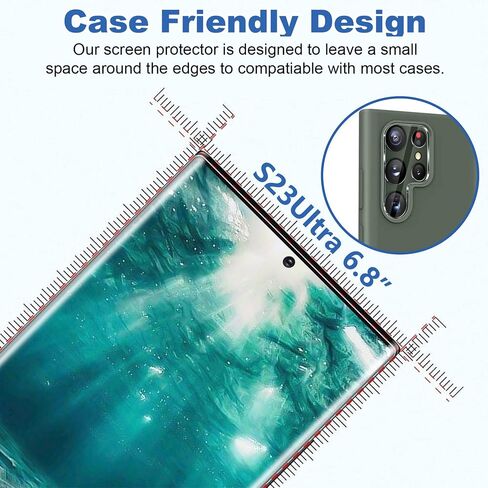 Hendlent [2+2 Pack] واقي شاشة Galaxy S23 Ultra، زجاج مقسى 9H، دعم بصمات الأصابع بالموجات فوق الصوتية، منحني ثلاثي الأبعاد، مقاوم للخدش عالي الدقة لهاتف Samsung Galaxy S23 Ultra 5G in Saudi Arabia