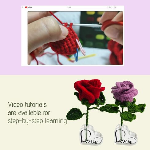 Weronique 2-Piece Myosotis Flower Crochet Kit for Beginner, Step-by-Step Crochet Tutorial Help to Easy Get Start, DIY Crochet Knitting Material Kit Gift for Sister, Mom and Friends (White) in Saudi Arabia