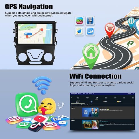 2G+32G Android 13 Car Radio Stereo for Ford Fusion 2013 2014 2015 2016 with Wireless CarPlay Android Auto 9" Touch Screen Car Radio with GPS Navigation Bluetooth FM Backup Camera Mirror Link Head Unit in Saudi Arabia