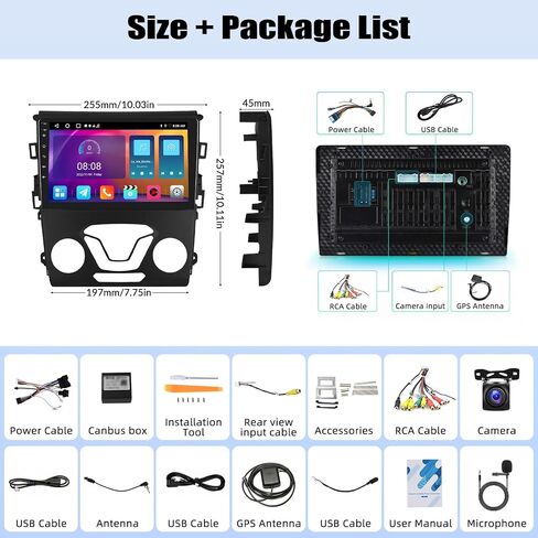 2G+32G Android 13 Car Radio Stereo for Ford Fusion 2013 2014 2015 2016 with Wireless CarPlay Android Auto 9" Touch Screen Car Radio with GPS Navigation Bluetooth FM Backup Camera Mirror Link Head Unit in Saudi Arabia