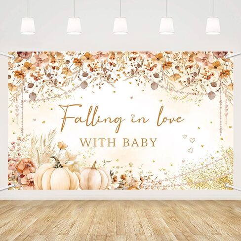 MEHOFOND Wildflower Fall Little Pumpkin لافتة دش الطفل، زخارف دش الطفل الأزهار الخريف، الوقوع في الحب مع لوازم حفلات الطفل التصوير الفوتوغرافي خلفية راية الصورة كشك الدعائم 5.9x3.6ft in Saudi Arabia