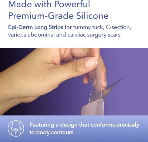 Epi-Derm Keloid Large Sheets, Silicone Gel Sheeting for Scars, Ideal for C-Section, Tummy Tuck, Hysterectomy & Cardiac Surgery Scars, Premium Grade Scar Sheets, Reusable 11x15.75 in - Clear in Saudi Arabia