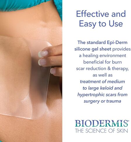 Epi-Derm Keloid Large Sheets, Silicone Gel Sheeting for Scars, Ideal for C-Section, Tummy Tuck, Hysterectomy & Cardiac Surgery Scars, Premium Grade Scar Sheets, Reusable 11x15.75 in - Clear in Saudi Arabia