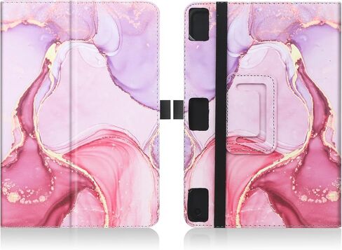 Universal Case for 7-8 inch Tablet Fire HD 8/Fire HD 8 Plus with Stand Folio and Hand Strap Protective Cover for 7"-8" Samsung Android Tablet -Pink in Saudi Arabia