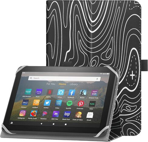 Universal Case for 7-8 inch Tablet Fire HD 8/Fire HD 8 Plus with Stand Folio and Hand Strap Protective Cover for 7"-8" Samsung Android Tablet -Pink in Saudi Arabia