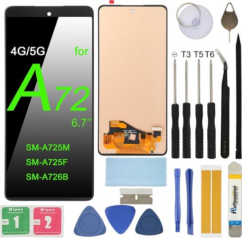 LCD Screen Replacement for Samsung Galaxy A72 6.7inch SM-A725M SM-A725F SM-A725F/DS SM-A726B SM-A726B/DS Assembly LCD Display Touch Screen Digitizer with Repair Tools Kit in Saudi Arabia