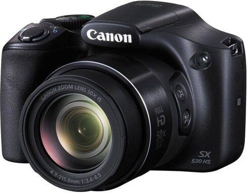 كاميرا Canon PowerShot SX530 HS الرقمية (9779B001)، بطاقة ذاكرة سعة 64 جيجابايت، بطارية NB-6L، برنامج صور Corel، شاحن، قارئ بطاقات، حقيبة ناعمة فاخرة، حامل ثلاثي القوائم مرن، حزام يد + المزيد (متجدد) in Saudi Arabia
