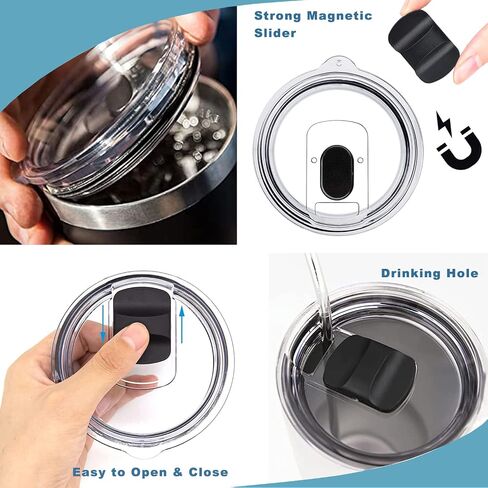 20oz Tumbler Lid, 2 Pack Tumbler Replacement Lids for YETI 20oz Tumbler, 10/24 oz Coffee Mug and 10oz Lowball, Top Replacement Magnetic Slider Lid, Spill Proof Cup Lids Covers with Slider Switch in Saudi Arabia
