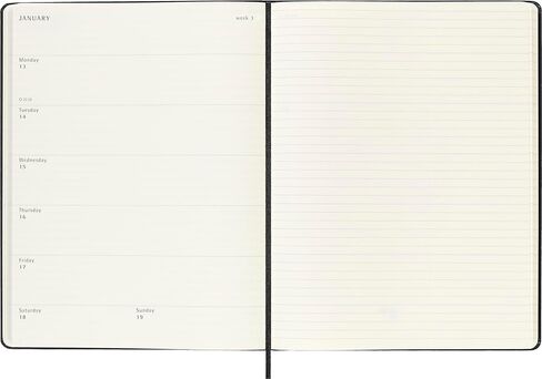 Moleskine Classic 18 شهرًا 2024-2025 مخطط أفقي أسبوعي، غطاء صلب، كبير (5 بوصة × 8.25 بوصة)، أسود، 208 صفحة in Saudi Arabia
