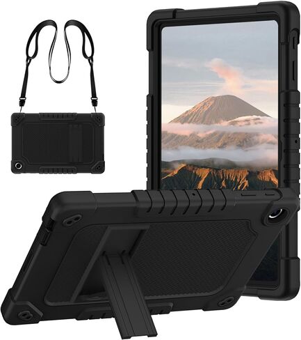 for Walmart Onn 10.4 Tablet Pro Case (Model:100110603),for Onn 10.4 Tablet Case,Heavy Duty Kids Shockproof with Kickstand Shoulder Strap Cover for Walmart ONN 10.4 Inch Pro(Black/Black) in Saudi Arabia