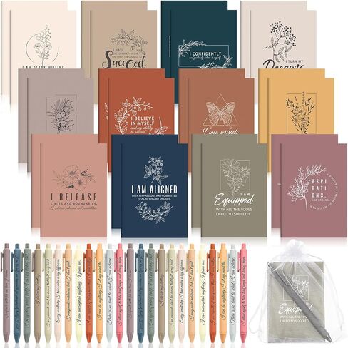 48 Pcs Positive Affirmation Gift Set Gratitude Notebooks with Pens and Small Bags Motivational Encouragement Notepad Daily Affirmation Journal for Women Stress Relief Self Care Gift (Rainbow) in Saudi Arabia