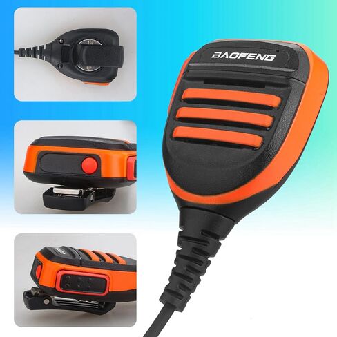 ميكروفون راديو BAOFENG، ميكروفون شرطة عن بعد للكتف UV-5R BF-F8HP 5RM UV-21R K5PLUS UV-17R TIDRADIO TD-H3 TD-H8 Quansheng UV-K5 ميكروفون مكبر صوت محمول باليد (برتقالي*عبوة واحدة) in Kuwait