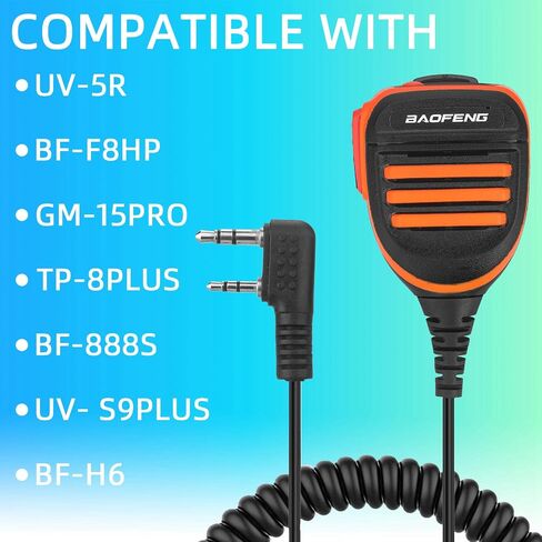 ميكروفون راديو BAOFENG، ميكروفون شرطة عن بعد للكتف UV-5R BF-F8HP 5RM UV-21R K5PLUS UV-17R TIDRADIO TD-H3 TD-H8 Quansheng UV-K5 ميكروفون مكبر صوت محمول باليد (برتقالي*عبوة واحدة) in Kuwait