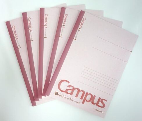 دفتر KOKUYO Campus، مقاس 7 مم، شبه B5، 30 ورقة، 30 سطرًا، وردي، عبوة من 10 قطع، مستورد من اليابان (NO-3ANX10) in Saudi Arabia