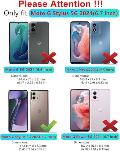 حافظة هاتف Qinmay لهاتف Motorola Moto G Stylus 5G 2024 مع واقي شاشة عالي الدقة، حافظة هاتف متينة مقاومة للصدمات والسقوط من 3 طبقات لهاتف Moto G Stylus 2024 (WineRedPink) in Kuwait