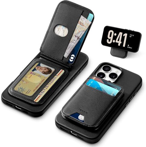 TUCCH 3-in-1 Magnetic Case for iPhone 16 Pro Max with Removable Wallet, 5 Card Holder Stand Wireless Charging Anti-Slip RFID Blocking PU Leather Cover Compatible with iPhone 16 Pro Max, Black in Saudi Arabia