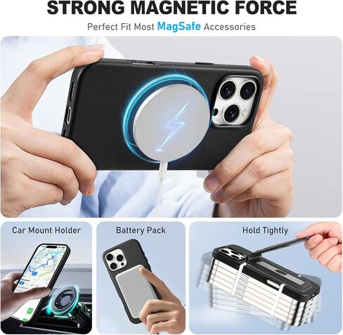 TUCCH 3-in-1 Magnetic Case for iPhone 16 Pro Max with Removable Wallet, 5 Card Holder Stand Wireless Charging Anti-Slip RFID Blocking PU Leather Cover Compatible with iPhone 16 Pro Max, Black in Saudi Arabia