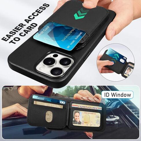 TUCCH 3-in-1 Magnetic Case for iPhone 16 Pro Max with Removable Wallet, 5 Card Holder Stand Wireless Charging Anti-Slip RFID Blocking PU Leather Cover Compatible with iPhone 16 Pro Max, Black in Saudi Arabia