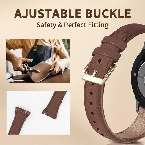 أحزمة جلدية رفيعة متوافقة مع ساعة Samsung Galaxy Watch 7/6/5/4/FE 40 مم 44 مم، ساعة 5 Pro 45 مم/ساعة 4 كلاسيكية/ساعة 3 41 مم، 20 مم للنساء in Kuwait