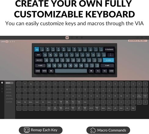Keychron Q4 Pro Wireless Custom Mechanical Keyboard, QMK/VIA Programmable Full Aluminum 60% Layout Bluetooth/Wired RGB with Hot-swappable Keychron K Pro Red Switch Compatible with Mac Windows Linux in Saudi Arabia
