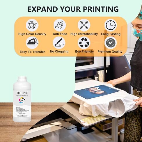 DTF White Ink 1000ML Refill for Epson Printhead DX5 DX7 5113 XP600 L3200 4720 TX800 L1800 L805 R1390 DTF Printer, for DTF Heat Transfer Film Printing (1 Pack, White) in Saudi Arabia