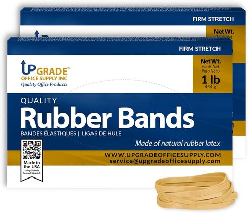 Upgrade Office Supply UPG22564 Rubber Bands, Size #64 (3-1/2" x 1/4"), Natural Crepe, Made in USA (3 Pound Box) in Kuwait