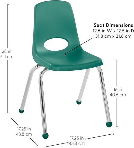 Factory Direct Partners 14005-AS 14" School Stack Chair, Stacking Student Seat with Chromed Steel Legs and Ball Glides for in-Home Learning or Classroom - Assorted (4-Pack) in Kuwait