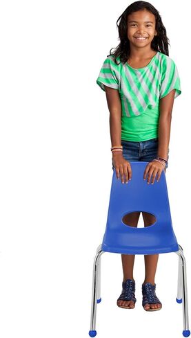 Factory Direct Partners 14005-AS 14" School Stack Chair, Stacking Student Seat with Chromed Steel Legs and Ball Glides for in-Home Learning or Classroom - Assorted (4-Pack) in Kuwait
