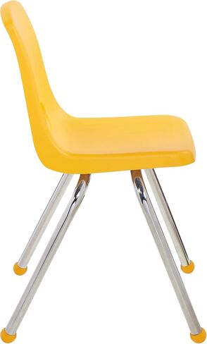 Factory Direct Partners 14005-AS 14" School Stack Chair, Stacking Student Seat with Chromed Steel Legs and Ball Glides for in-Home Learning or Classroom - Assorted (4-Pack) in Kuwait