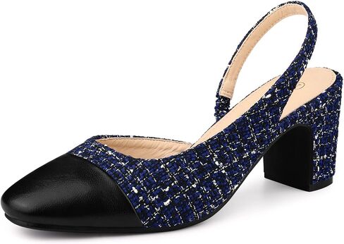 حذاء Allegra K Slingback ذو مقدمة مدببة وكعب مكتنز منقوش لعيد الميلاد للنساء in Kuwait