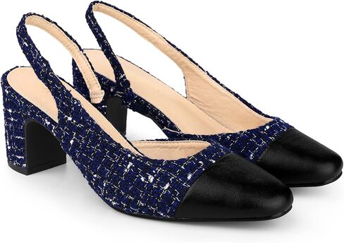 حذاء Allegra K Slingback ذو مقدمة مدببة وكعب مكتنز منقوش لعيد الميلاد للنساء in Kuwait