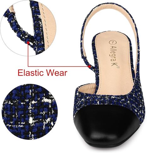 حذاء Allegra K Slingback ذو مقدمة مدببة وكعب مكتنز منقوش لعيد الميلاد للنساء in Kuwait