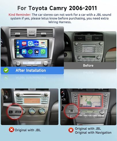 راديو سيارة 8 CORE 6G+128G لسيارة Toyota Camry 2006-2011 مع Apple CarPlay/Android Auto، Podofo 9 بوصة 1280*720P IPS شاشة لمس ستيريو Android 13 GPS WiFi Bluetooth DSP SWC + كاميرا احتياطية عالية الدقة in Saudi Arabia