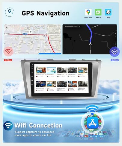 راديو سيارة 8 CORE 6G+128G لسيارة Toyota Camry 2006-2011 مع Apple CarPlay/Android Auto، Podofo 9 بوصة 1280*720P IPS شاشة لمس ستيريو Android 13 GPS WiFi Bluetooth DSP SWC + كاميرا احتياطية عالية الدقة in Saudi Arabia