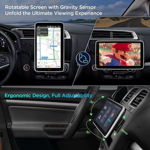 XTRONS 10.1 Inch Double Din Rotatable Android 13 Car Stereo Radio, Octa Core 4GB+64GB Car Radio, QLED Touch Screen GPS Navigation Head Unit Support DSP Car Play Android Auto 4G LTE in Kuwait