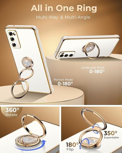 حافظة XYZ لهاتف Galaxy S21 مع حامل، حافظة لهاتف Samsung Galaxy S21 مع حلقة مزدوجة، حافظة هاتف واقية فاخرة للنساء والفتيات على شكل قلب لهاتف Samsung S21، أسود in Kuwait