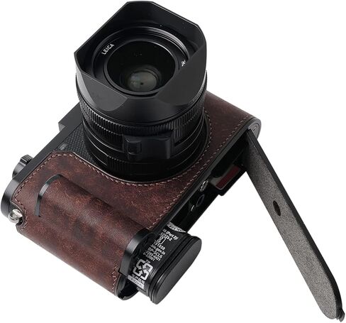 Iborrys-Camera Specialized Genuine Leather Half Case suitable for Leica Q3 - Made by hand>>Top layer Genuine Leather Body+Metal Base Plate+Hand shank+Magnetic Bottom Cover 4-in-1 Design (Retro-coffee) in Saudi Arabia
